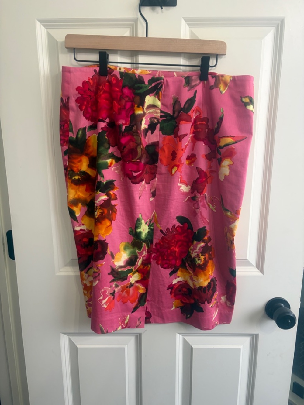 Talbots Pink Floral Pencil Skirt with Yellow, Green and Burgundy Accents - Picture 3 of 8